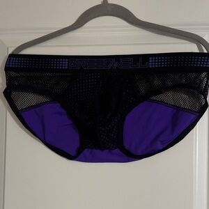 Breedwell Men’s Mesh Brief Underwear – Black & Purple –  XL